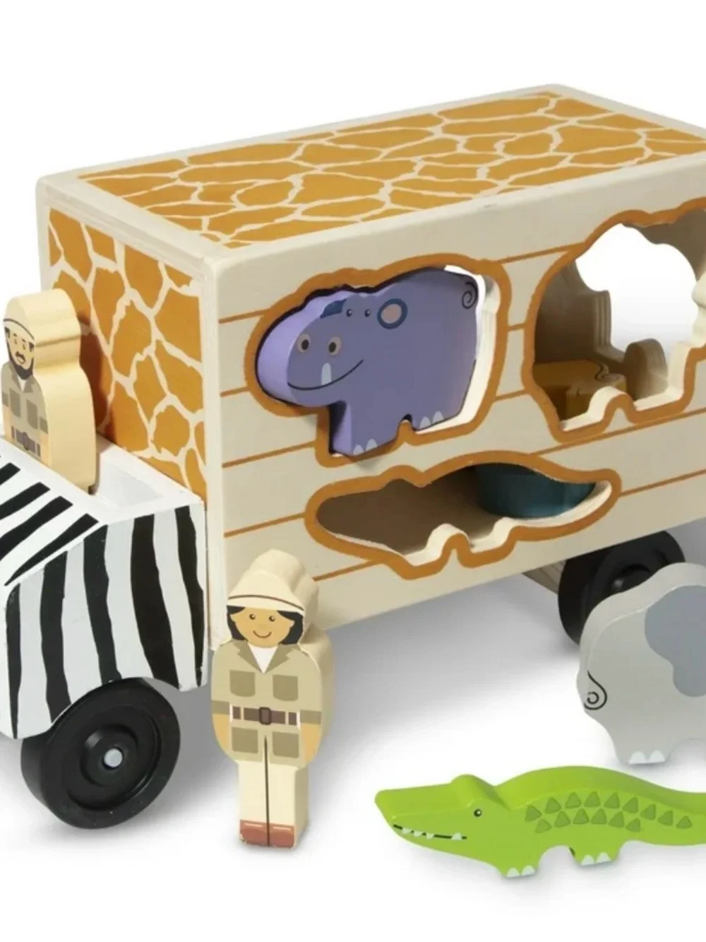 Melissa & Doug Animal Rescue Shape-Sorting Truck - Wooden Toy With 7 pieces